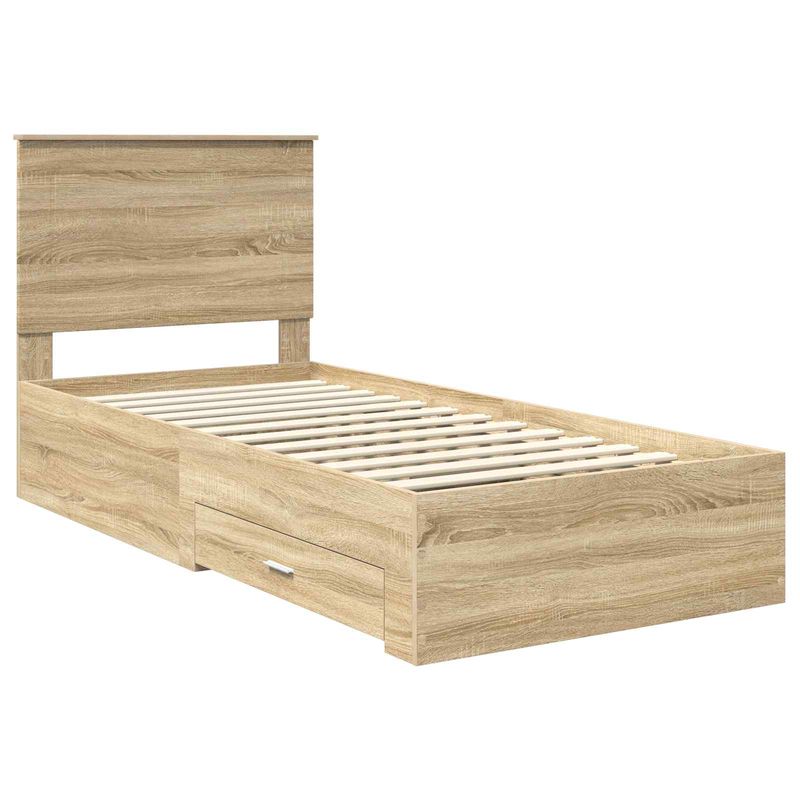 Casa si Gradina - Mobilier - Paturi si accesorii - Paturi - Cadru de pat cu sertar Stejar Sonoma 90 x 200 cm Lemn compozit - Infinity.ro