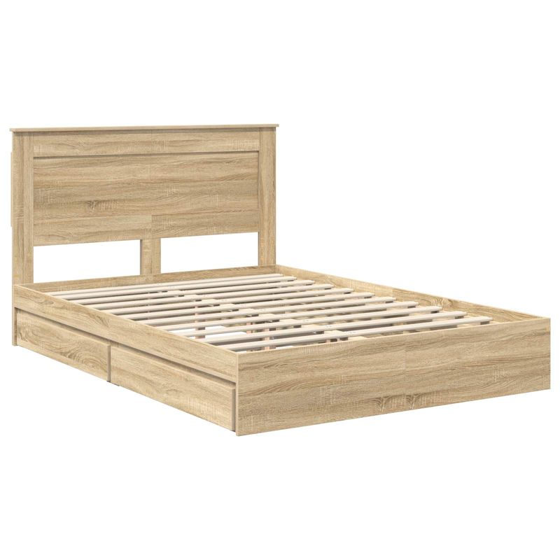Casa si Gradina - Mobilier - Paturi si accesorii - Paturi - Pat cu storage Stejar Sonoma 140 x 190 cm Lemn compozit - Infinity.ro