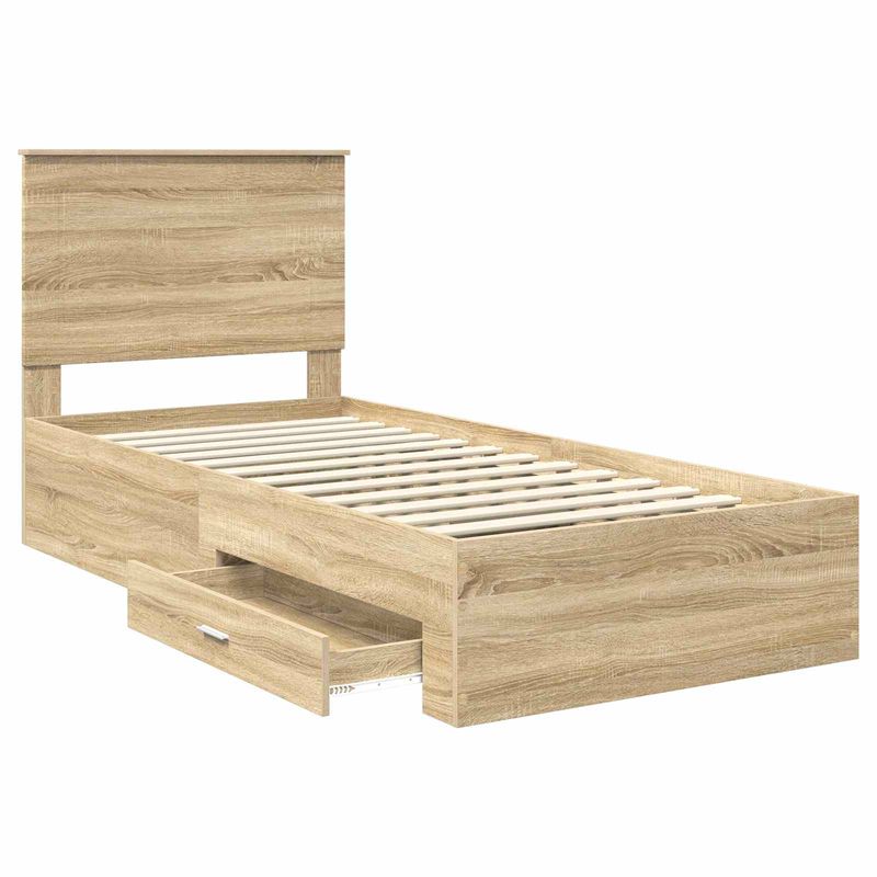 Casa si Gradina - Mobilier - Paturi si accesorii - Paturi - Cadru de pat cu sertar Stejar Sonoma 90 x 200 cm Lemn compozit - Infinity.ro