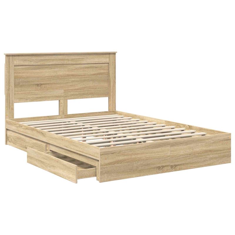 Casa si Gradina - Mobilier - Paturi si accesorii - Paturi - Pat cu storage Stejar Sonoma 140 x 190 cm Lemn compozit - Infinity.ro