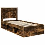 Casa si Gradina - Mobilier - Paturi si accesorii - Paturi - Cadru de pat Stejar fumuriu 75 x 190 cm Lemn de pin masiv - Infinity.ro