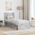 Casa si Gradina - Mobilier - Paturi si accesorii - Paturi - Cadru de pat Gri Concret 75 x 190 cm Lemn de pin masiv - Infinity.ro