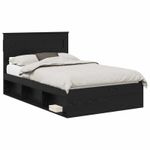 Casa si Gradina - Mobilier - Paturi si accesorii - Paturi - Cadru de pat cu saltea Negru 135 x 190 cm Lemn de pin masiv - Infinity.ro