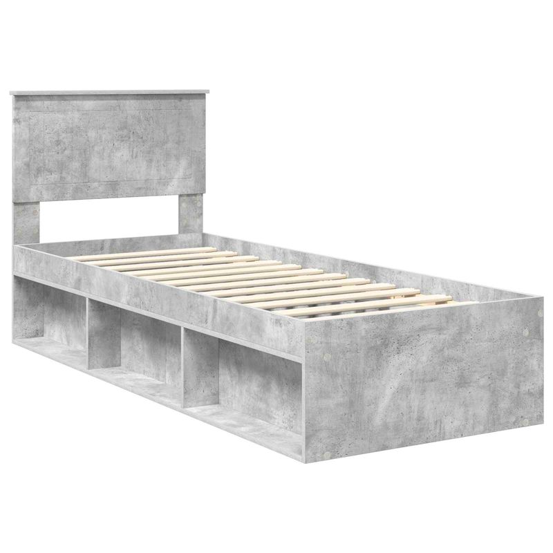 Casa si Gradina - Mobilier - Paturi si accesorii - Paturi - Cadru de pat Gri Concret 75 x 190 cm Lemn de pin masiv - Infinity.ro