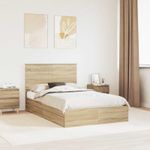 Casa si Gradina - Mobilier - Paturi si accesorii - Paturi - Pat cu storage Stejar Sonoma 135 x 190 cm Lemn compozit - Infinity.ro