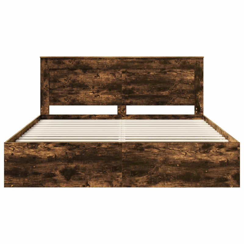 Casa si Gradina - Mobilier - Paturi si accesorii - Paturi - Cadru de pat Stejar fumuriu 180 x 200 cm Lemn de pin masiv - Infinity.ro