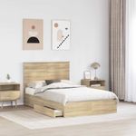 Casa si Gradina - Mobilier - Paturi si accesorii - Paturi - Pat cu storage Stejar Sonoma 135 x 190 cm Lemn compozit - Infinity.ro