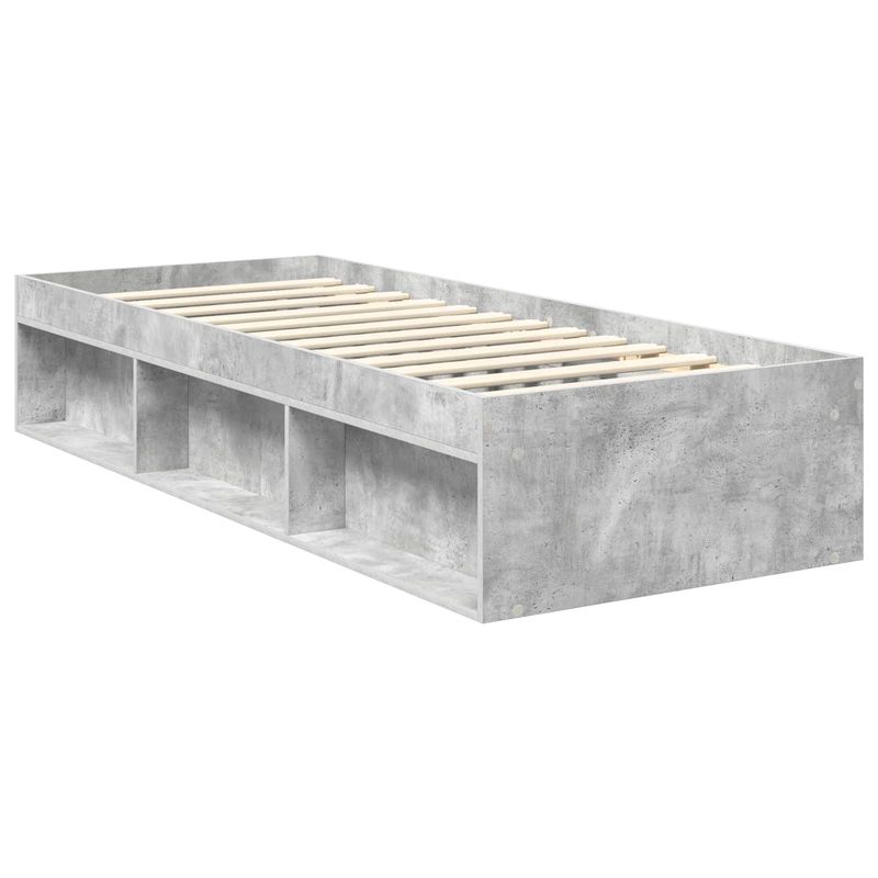 Casa si Gradina - Mobilier - Paturi si accesorii - Paturi - Cadru de pat Gri Concret 75 x 190 cm Lemn de pin masiv - Infinity.ro