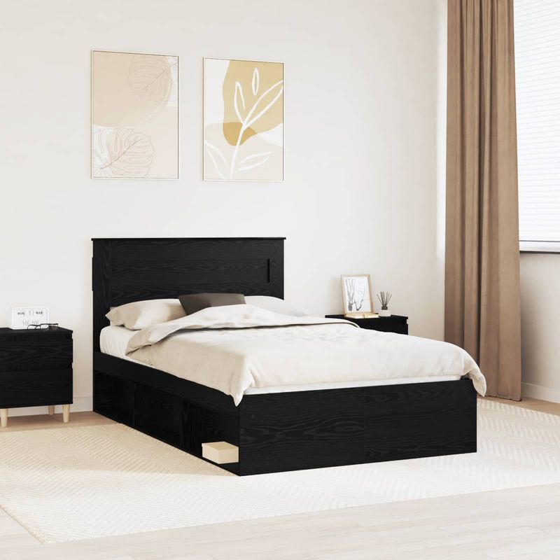 Casa si Gradina - Mobilier - Paturi si accesorii - Paturi - Cadru de pat cu saltea Negru 120 x 200 cm Lemn de pin masiv - Infinity.ro