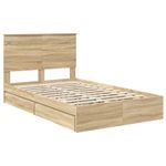 Casa si Gradina - Mobilier - Paturi si accesorii - Paturi - Pat cu storage Stejar Sonoma 135 x 190 cm Lemn compozit - Infinity.ro