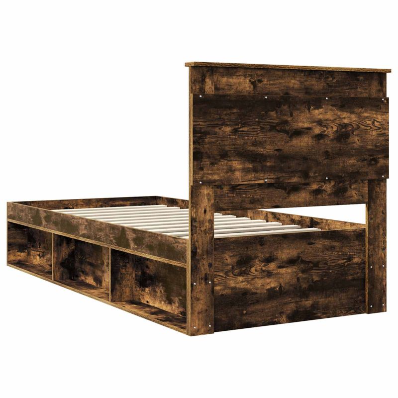 Casa si Gradina - Mobilier - Paturi si accesorii - Paturi - Cadru de pat Stejar fumuriu 75 x 190 cm Lemn de pin masiv - Infinity.ro