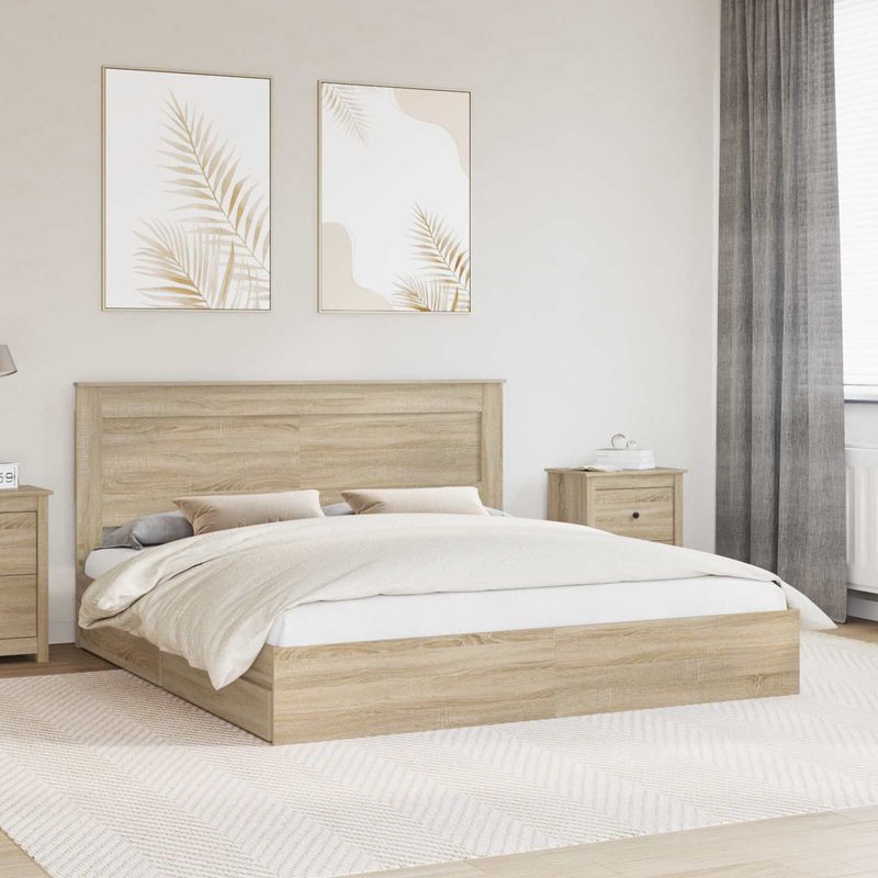 Casa si Gradina - Mobilier - Paturi si accesorii - Paturi - Pat cu storage Stejar Sonoma 180 x 200 cm Lemn compozit - Infinity.ro