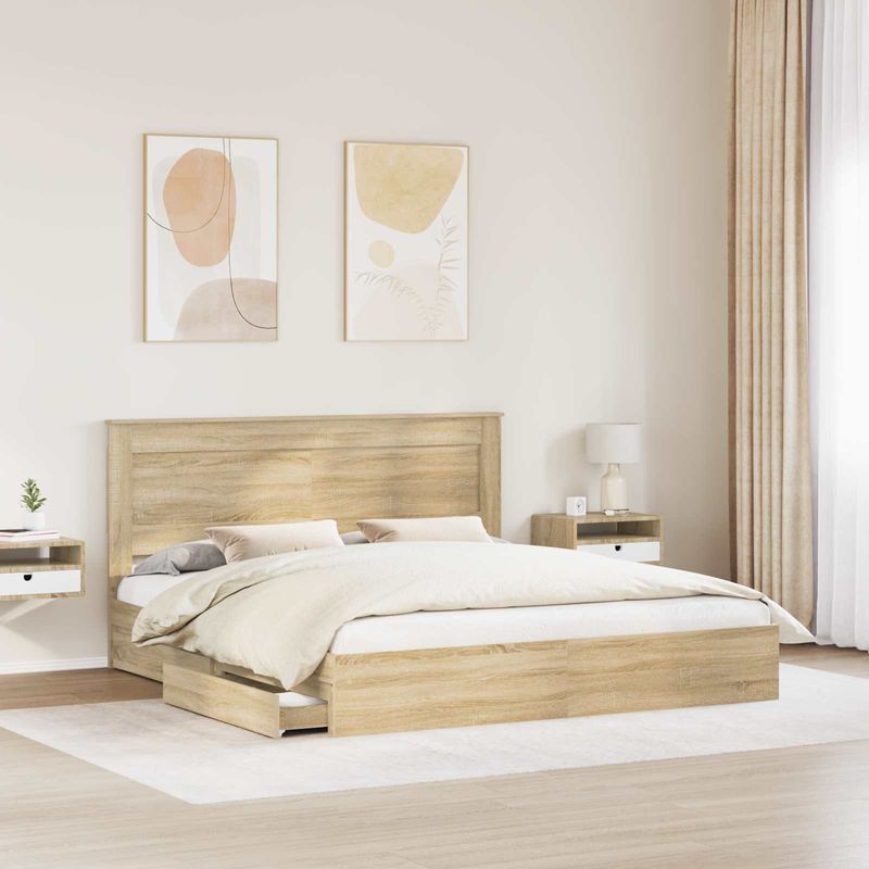 Casa si Gradina - Mobilier - Paturi si accesorii - Paturi - Pat cu storage Stejar Sonoma 180 x 200 cm Lemn compozit - Infinity.ro