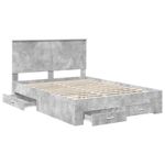 Casa si Gradina - Mobilier - Paturi si accesorii - Paturi - Cadru de pat cu sertar Gri din beton 160 x 200 cm Lemn compozit - Infinity.ro