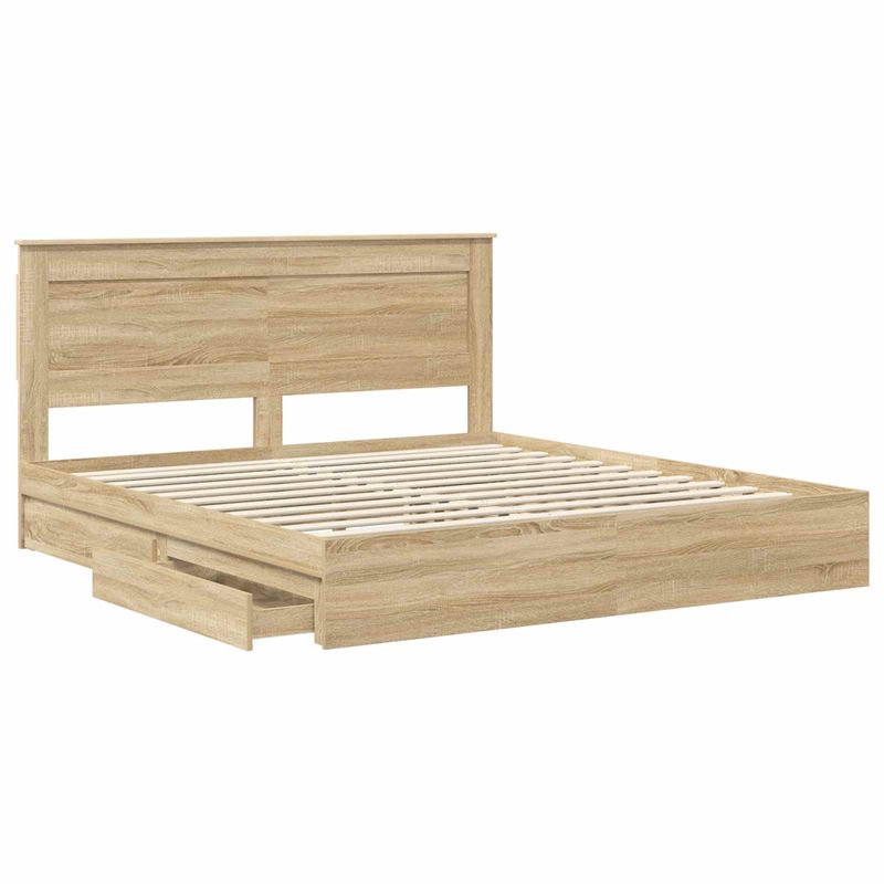 Casa si Gradina - Mobilier - Paturi si accesorii - Paturi - Pat cu storage Stejar Sonoma 180 x 200 cm Lemn compozit - Infinity.ro