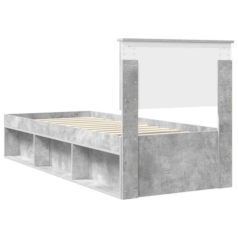 Casa si Gradina - Mobilier - Paturi si accesorii - Paturi - Cadru de pat Gri Concret 75 x 190 cm Lemn de pin masiv - Infinity.ro