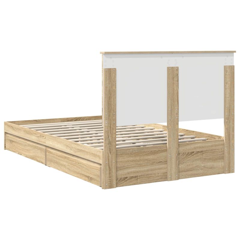 Casa si Gradina - Mobilier - Paturi si accesorii - Paturi - Pat cu storage Stejar Sonoma 135 x 190 cm Lemn compozit - Infinity.ro