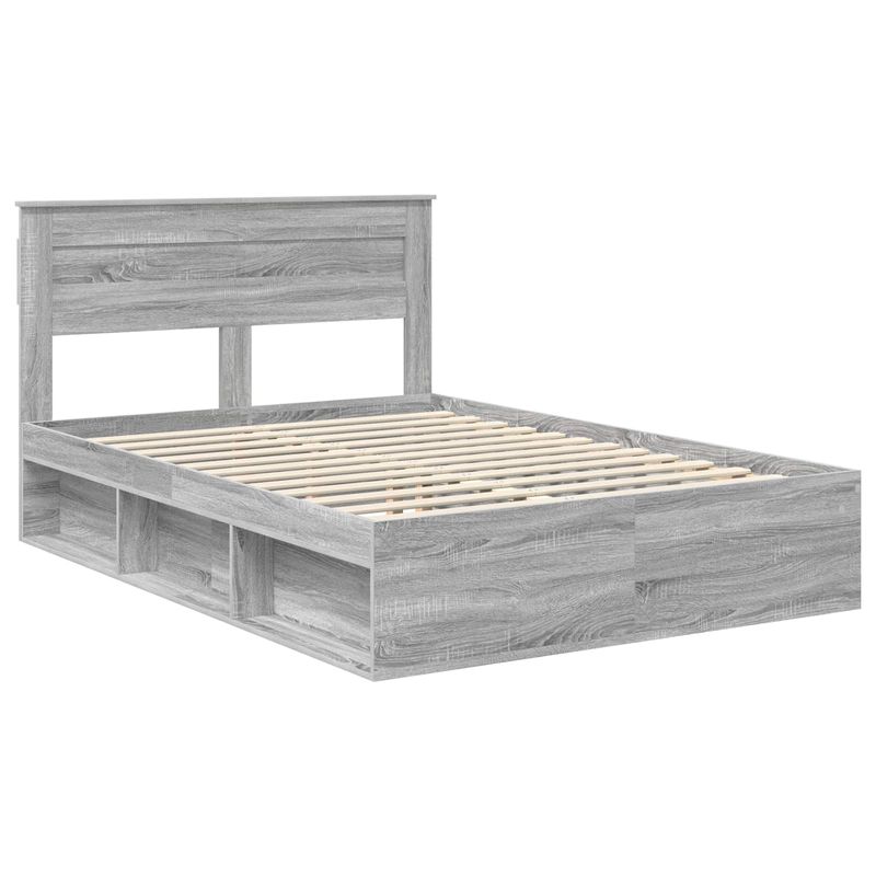 Casa si Gradina - Mobilier - Paturi si accesorii - Paturi - Cadru de pat Gri Sonoma 140 x 190 cm Lemn de pin masiv - Infinity.ro