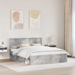 Casa si Gradina - Mobilier - Paturi si accesorii - Paturi - Cadru de pat cu headboard Beton 160 x 200 cm Lemn de pin masiv - Infinity.ro