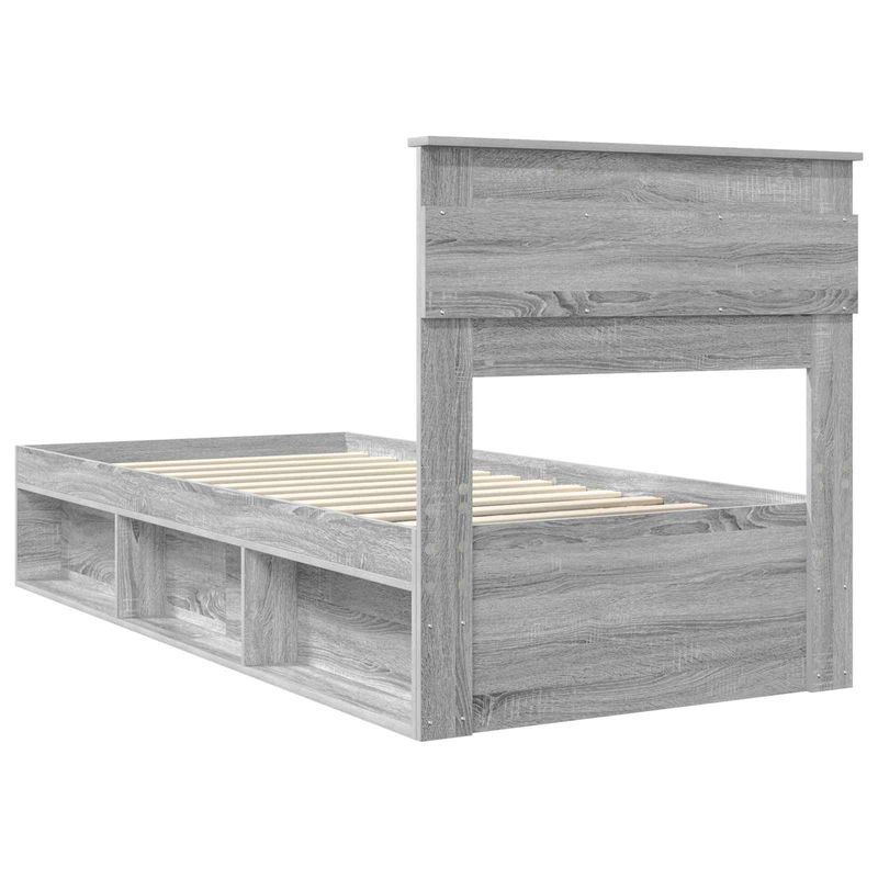 Casa si Gradina - Mobilier - Paturi si accesorii - Paturi - Cadru de pat Gri Sonoma 75 x 190 cm Lemn de pin masiv - Infinity.ro