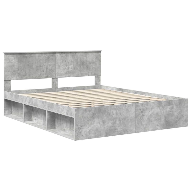 Casa si Gradina - Mobilier - Paturi si accesorii - Paturi - Cadru de pat cu headboard Beton 160 x 200 cm Lemn de pin masiv - Infinity.ro
