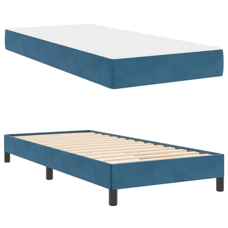 Casa si Gradina - Mobilier - Paturi si accesorii - Paturi - Pat cu arcuri cu saltea Albastru inchis 100 x 220 cm tesatura - Infinity.ro