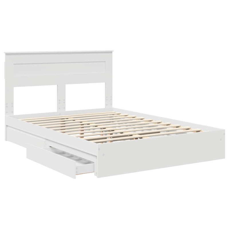 Casa si Gradina - Mobilier - Paturi si accesorii - Paturi - Pat cu storage cu headboard Alb 140 x 200 cm Lemn compozit - Infinity.ro