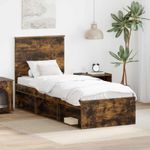 Casa si Gradina - Mobilier - Paturi si accesorii - Paturi - Cadru de pat Stejar fumuriu 75 x 190 cm Lemn de pin masiv - Infinity.ro