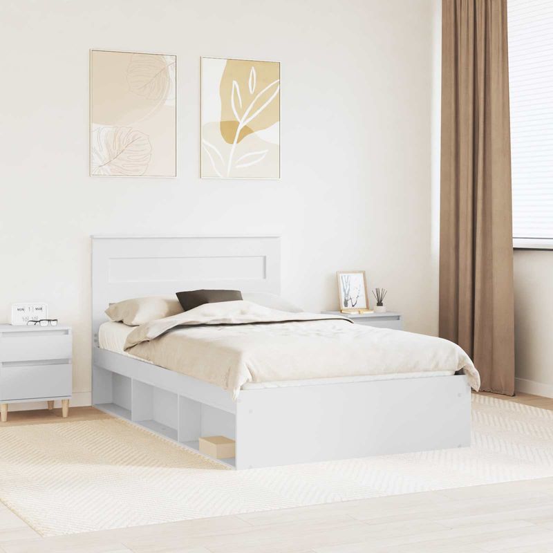 Casa si Gradina - Mobilier - Paturi si accesorii - Paturi - Cadru de pat cu headboard Alb 120 x 200 cm Lemn de pin masiv - Infinity.ro