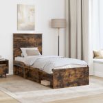 Casa si Gradina - Mobilier - Paturi si accesorii - Paturi - Cadru de pat Stejar fumuriu 75 x 190 cm Lemn de pin masiv - Infinity.ro