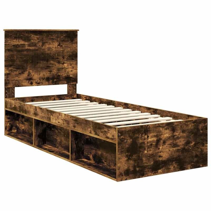 Casa si Gradina - Mobilier - Paturi si accesorii - Paturi - Cadru de pat Stejar fumuriu 75 x 190 cm Lemn de pin masiv - Infinity.ro