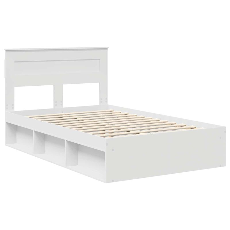 Casa si Gradina - Mobilier - Paturi si accesorii - Paturi - Cadru de pat cu headboard Alb 120 x 200 cm Lemn de pin masiv - Infinity.ro
