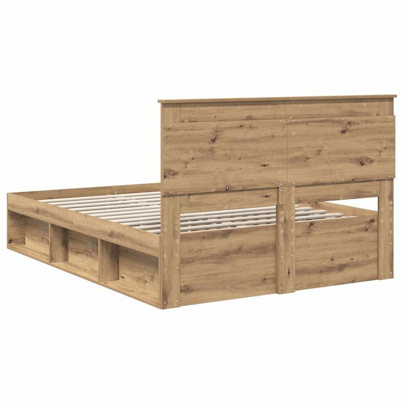 Casa si Gradina - Mobilier - Paturi si accesorii - Paturi - Cadru de pat Stejar artizanal 140 x 190 cm Lemn de pin masiv - Infinity.ro