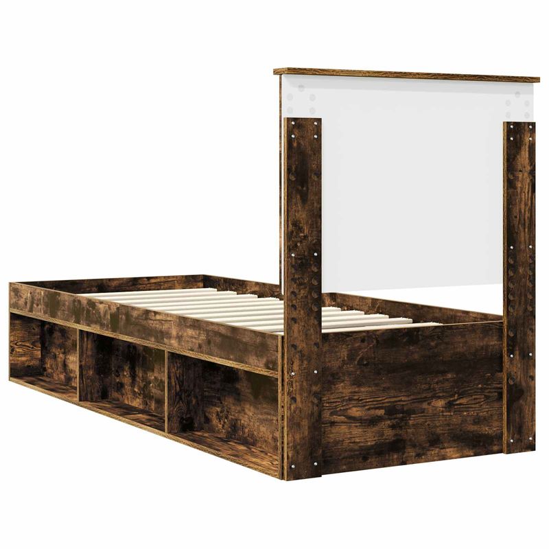 Casa si Gradina - Mobilier - Paturi si accesorii - Paturi - Cadru de pat Stejar fumuriu 75 x 190 cm Lemn de pin masiv - Infinity.ro