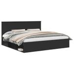 Casa si Gradina - Mobilier - Paturi si accesorii - Paturi - Cadru de pat cu headboard Negru 200 x 200 cm Lemn de pin masiv - Infinity.ro