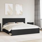 Casa si Gradina - Mobilier - Paturi si accesorii - Paturi - Cadru de pat cu headboard Negru 200 x 200 cm Lemn de pin masiv - Infinity.ro