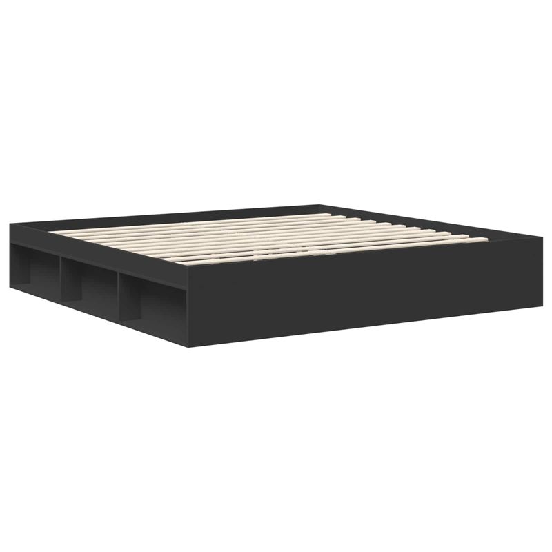 Casa si Gradina - Mobilier - Paturi si accesorii - Paturi - Cadru de pat cu headboard Negru 200 x 200 cm Lemn de pin masiv - Infinity.ro