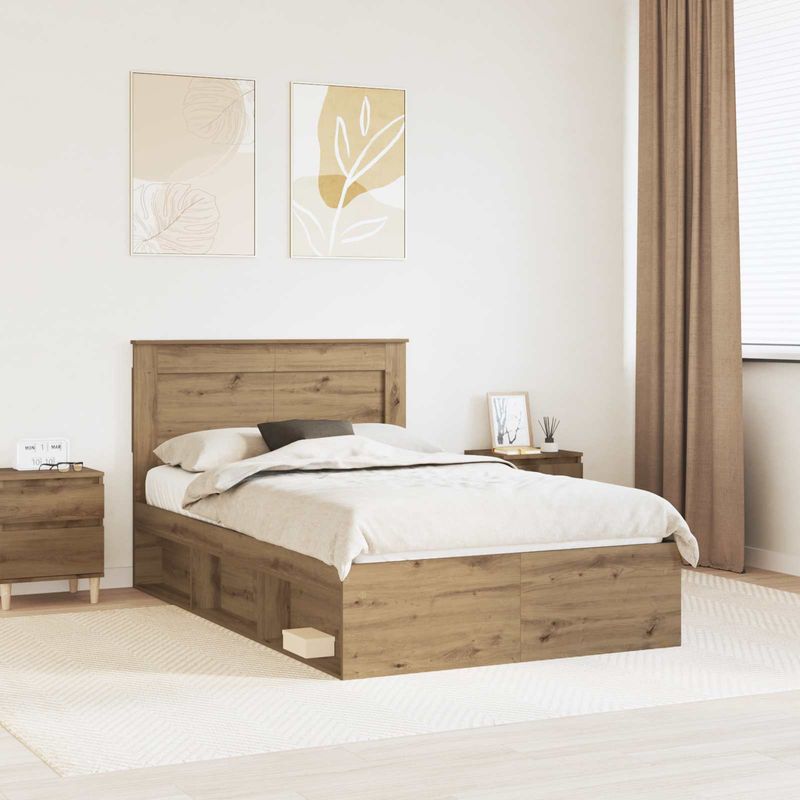 Casa si Gradina - Mobilier - Paturi si accesorii - Paturi - Cadru de pat Stejar artizanal 120 x 200 cm Lemn de pin masiv - Infinity.ro