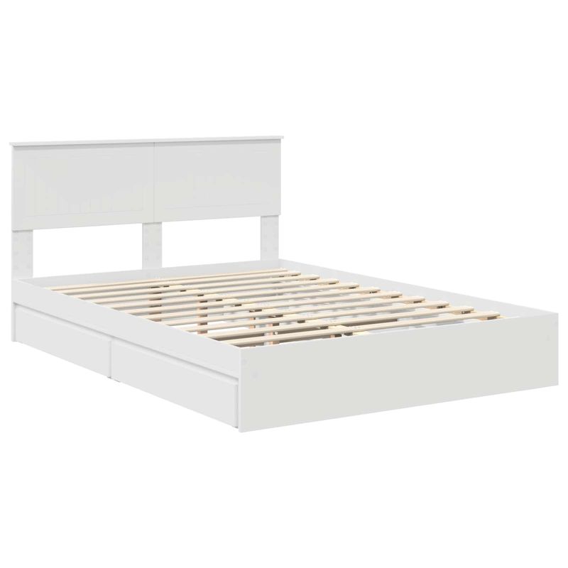 Casa si Gradina - Mobilier - Paturi si accesorii - Paturi - Pat cu storage cu headboard Alb 140 x 190 cm Lemn compozit - Infinity.ro