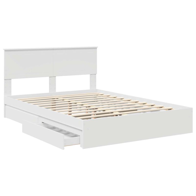 Casa si Gradina - Mobilier - Paturi si accesorii - Paturi - Pat cu storage cu headboard Alb 140 x 190 cm Lemn compozit - Infinity.ro