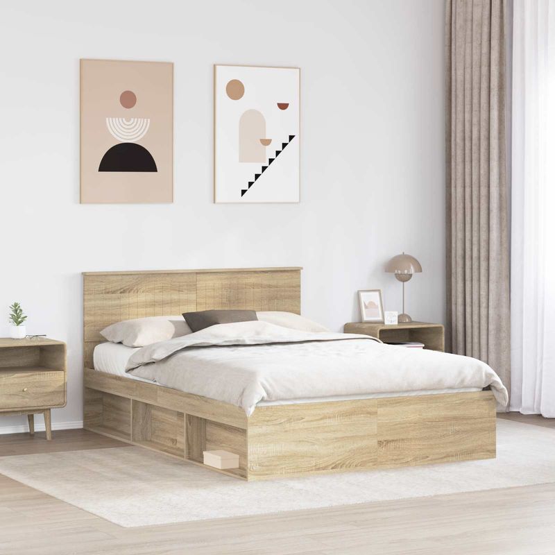 Casa si Gradina - Mobilier - Paturi si accesorii - Paturi - Cadru de pat cu headboard Sonoma 140 x 200 cm Lemn de pin masiv - Infinity.ro