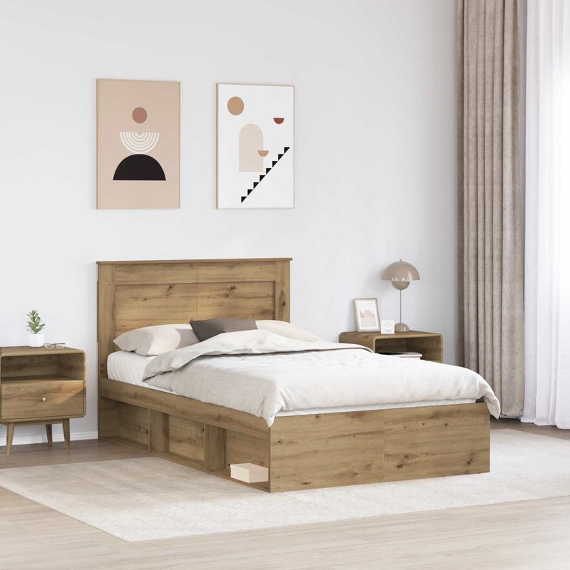 Casa si Gradina - Mobilier - Paturi si accesorii - Paturi - Cadru de pat Stejar artizanal 120 x 200 cm Lemn de pin masiv - Infinity.ro
