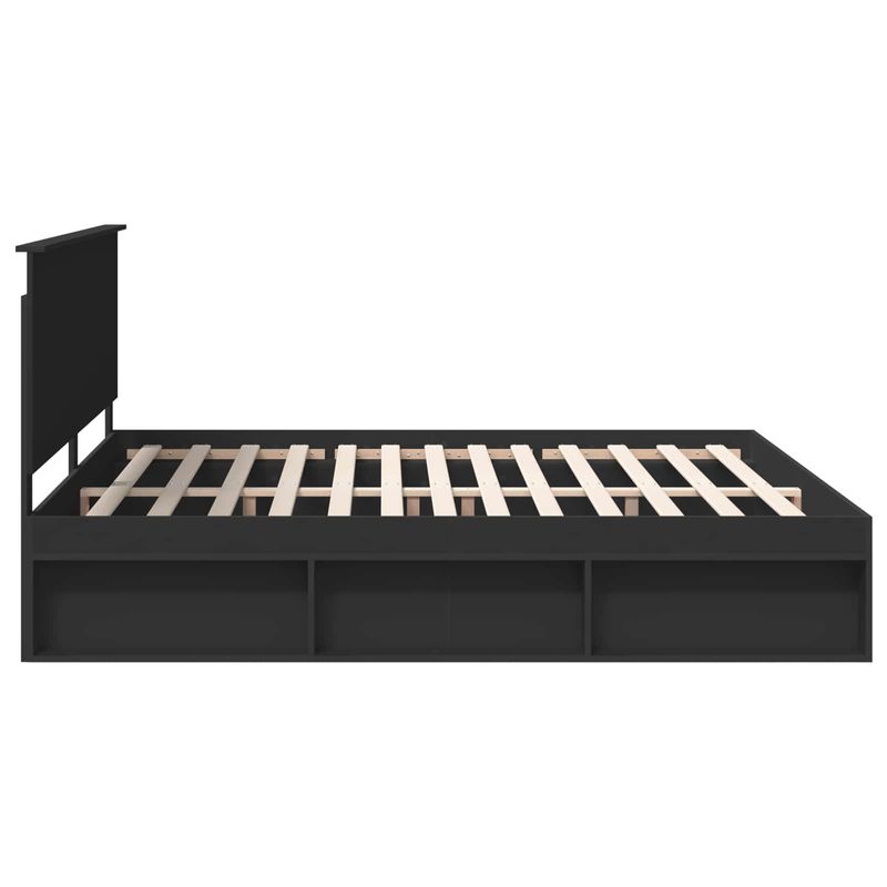 Casa si Gradina - Mobilier - Paturi si accesorii - Paturi - Cadru de pat cu headboard Negru 200 x 200 cm Lemn de pin masiv - Infinity.ro