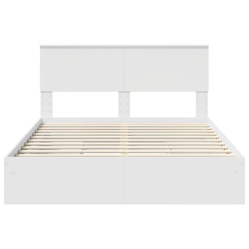 Casa si Gradina - Mobilier - Paturi si accesorii - Paturi - Pat cu storage cu headboard Alb 140 x 190 cm Lemn compozit - Infinity.ro