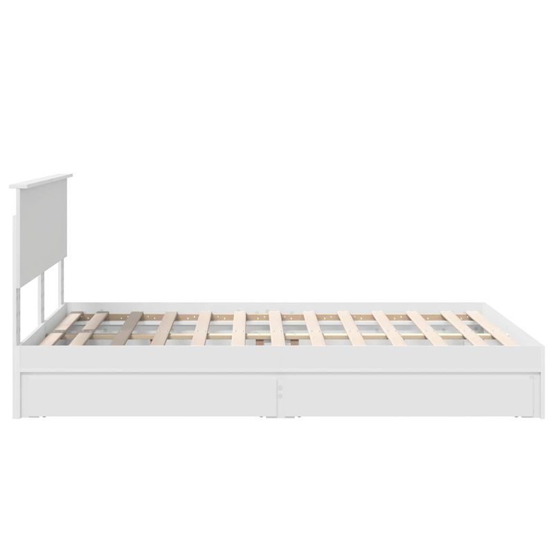 Casa si Gradina - Mobilier - Paturi si accesorii - Paturi - Pat cu storage cu headboard Alb 140 x 190 cm Lemn compozit - Infinity.ro