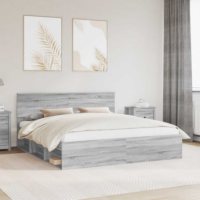 Casa si Gradina - Mobilier - Paturi si accesorii - Paturi - Cadru de pat Gri Sonoma 180 x 200 cm Lemn de pin masiv - Infinity.ro