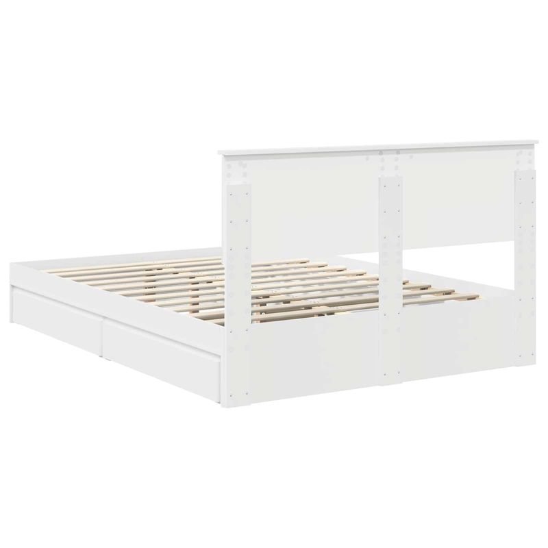 Casa si Gradina - Mobilier - Paturi si accesorii - Paturi - Pat cu storage cu headboard Alb 140 x 190 cm Lemn compozit - Infinity.ro