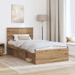 Casa si Gradina - Mobilier - Paturi si accesorii - Paturi - Cadru de pat Stejar artizanal 100 x 200 cm Lemn de pin masiv - Infinity.ro