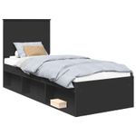 Casa si Gradina - Mobilier - Paturi si accesorii - Paturi - Cadru de pat cu headboard Negru 75 x 190 cm Lemn de pin masiv - Infinity.ro