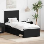 Casa si Gradina - Mobilier - Paturi si accesorii - Paturi - Cadru de pat cu headboard Negru 75 x 190 cm Lemn de pin masiv - Infinity.ro